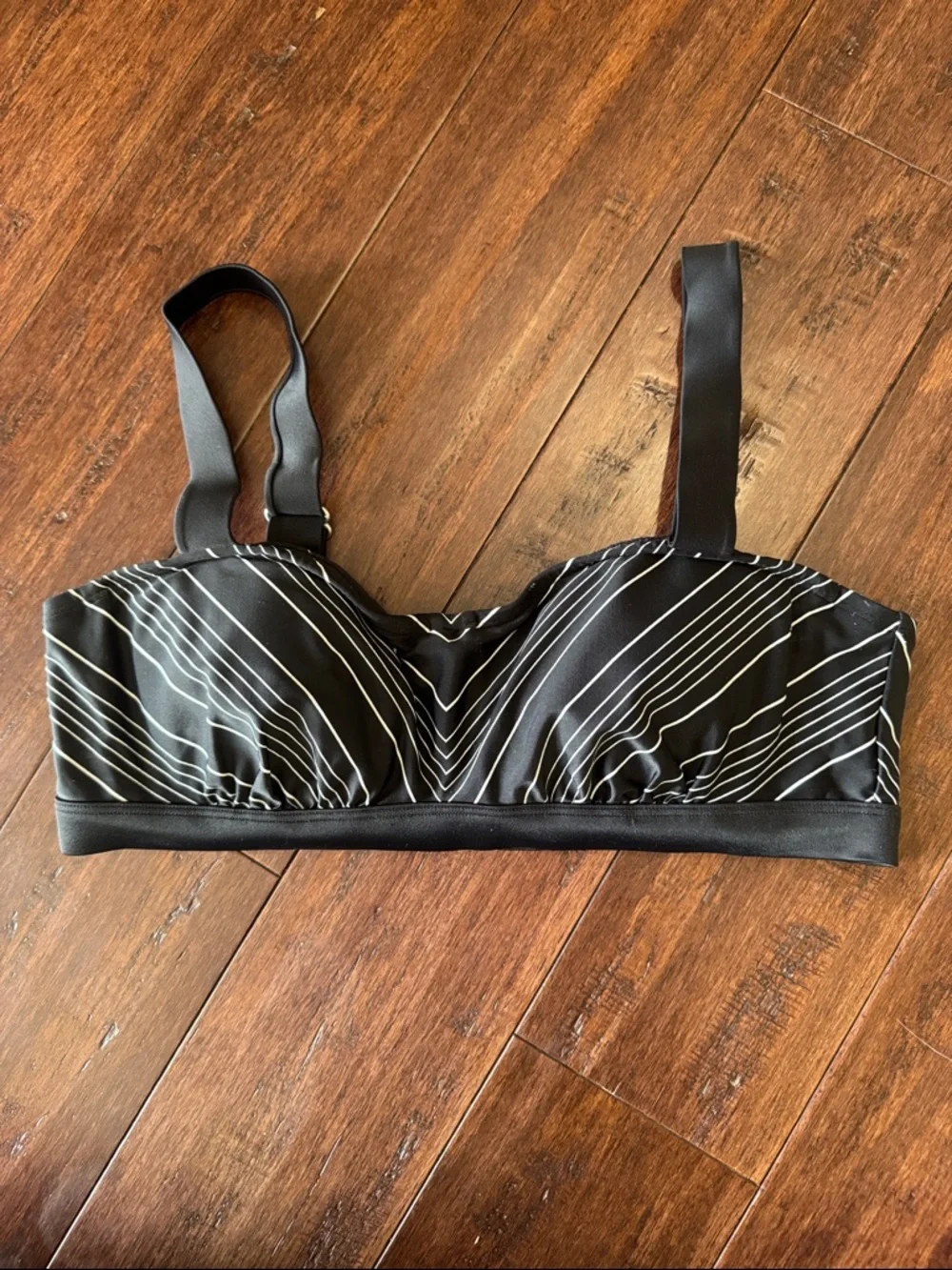 Athleta Black Striped Underwire Swim Top - Size 36B/C